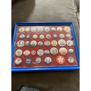 Vintage Lot President Political Campaign Pin Buttons 38 Framed Reproduction 1972